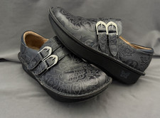 ALEGRIA By PG Lite Clogs Womens 38 Black Pewter Leather Mary Jane Workwear picture