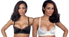 Affinitas Parfait Tamara Half Lace Shiny Satin Light Padded Balconette Bra 5921 picture