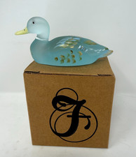 Fenton Mallard Aquamarine Mallard Duck Hand Painted Signed by J Cutshaw picture