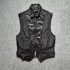 JULIUS Donna Karan Leather Nylon Vest Black Riri Swiss Zipper Men's M picture
