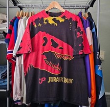 Vintage 1993 Jurassic Park T-Rex Movie All Over Print Tee Shirt Size XL picture