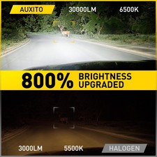 Pair H11B Headlight LED Bulb Canbus Super Bright White Lamp 30000LM 6500K AUXITO picture
