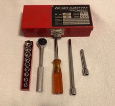 Vintage Clean and Shiny Wright Allied Tools 1/4” Socket Set A21 Made In USA picture