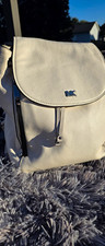 Michael Kors White Pebbled Comuter Backpack Drawstring/Magnetic,  Strap picture