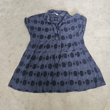 Umgee U.S.A Tunic Top Women Large Gray Polka Dot Boho Tiered Cotton Gauze Retro picture