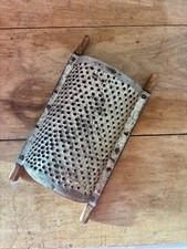 EARLY ANTIQUE PRIMITIVE HANDMADE PUNCHED TIN WOOD GRATER PATINA picture