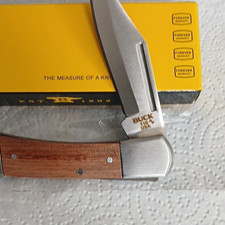 Buck 110 Folding Hunter Lockback Pocketknife Stainless Clip Plain Wood Handle picture