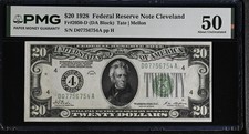 1928 $20 Dollar Federal Reserve Note Cleveland FR#2050-D PMG 50 picture