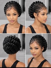 Handmade Braided Cornrow Bantu Wig. It Is Made On A Full Lace Wig. picture