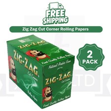 ZIG-ZAG Green Regular size Cut Corners Rolling Smooth Slow Burn - 100 bookletsX2 picture