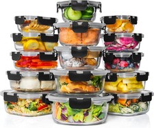30 PC Glass Food Storage Containers with Lids - Reusable Glass Meal Prep Co... picture