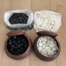 Japanese Go Stones White Black & Go Bowls for IGO Game Vintage Japan picture