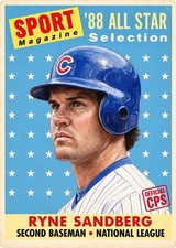 Ryne Sandberg Unique Custom Mixed Media ACEO Art Card Original Athlete Tribute picture