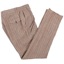Manto S/S 2026 Natural Brown Pure Linen Drawstring Waist Pants 34 (Eu 50) NWT picture