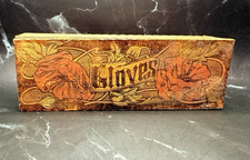 Antique Colorized Floral Flemish Pyrography Wood Hinged Victorian Glove Box picture