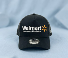 Walmart Logo Embroidered Trucker Hat Black Mesh Back Baseball Cap Adjustable picture