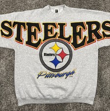 Vintage Pittsburgh Steelers Big Logo Sweatshirt Rare 90s Spellout Letters Script picture