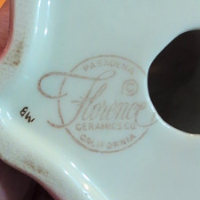 Florence Ceramics Co. Woman Figurine Pink/White/Gold Ceramic Glossy 7 in picture