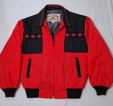 Vintage Western Frontier Jacket Mens L 13 Red Aztec Navajo Blanket Lined Detroit picture