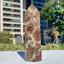 260G Natural GREEN FLOWER RHYOLITE TOWER - Jasper Mineral Point Chakra Witch C picture