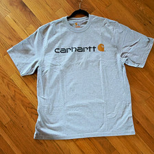 Carhartt Men's L Gray Cotton Knit Logo Graphic Print Crew Neck T-Shirt picture