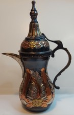 Vintage Middle Eastern Dallah Copper Coffee Pot 9 Inch Tall picture