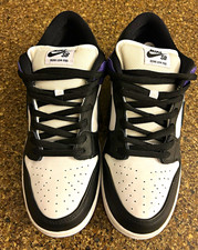 Nike SB Dunk Low Pro Skate Shoes Black/White/Purple US 12 Medium D picture