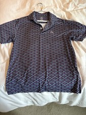 Rhoback Men's M Novelty Cars Polo Blue Red White Stretch Knit Golf Shirt picture