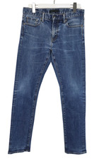 UNIQLO JEANS Jeans Mens W32/~L31 Slim Fit Blue Denim Whiskers Zip Fly picture