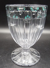 Heisey Crystal Plain Panel Recessed Footed Vase - painted picture