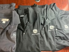 Vintage John Deere Patch Polo Shirt Men's 2XL Black Lot of 4 picture