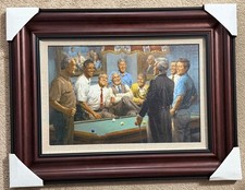 Callin' The Red Democratic Presidents Playing Pool Andy Thomas Signed Framed picture