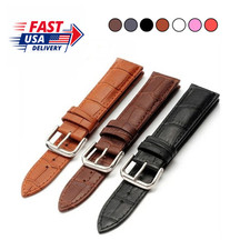 Leather Watch Band Croc Pattern Strap Men Women Brown Black Red Pink picture