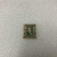 Antique MLH 1903-1908 Travelstamps: US Sc. #300 Benjamin Franklin Blue Green 1¢. picture