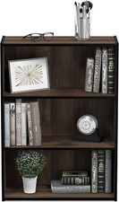 3 Tier Open Bookshelf, Wooden Organizer, Columbia Walnut picture