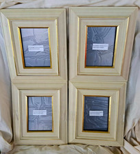 Lot of 4 Vintage Olan Mills 5x7 Picture Frames Cream Gold Wood W/ ALL CLIPS NOS picture