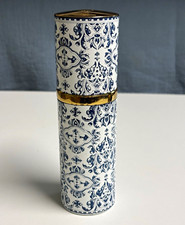 Vintage 1968 Blue White Toilette Floral Perfume Cylinder, with Gold Trim picture
