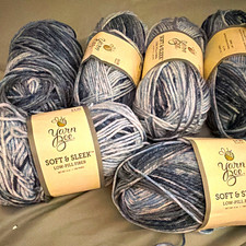 Yarn Bee Soft & Sleek Low-Pill Fiber Yarn Blue 4 oz Skein Lot picture