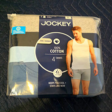 Jockey Staycool Tagless Ribbed Cotton Tank Undershirts 4-Pack Men’s XL picture