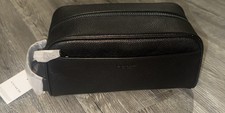 Coach Factory Black Calfskin Leather Zip Travel Toiletry Bag Dopp Kit Pouch picture