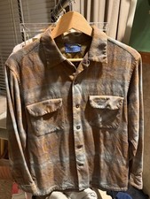 Vintage Pendleton Board Shirt Large Brown Orange Plaid Wool Flannel USA Made picture