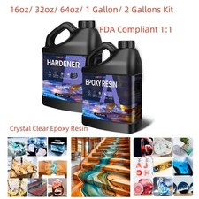 Clear Epoxy Resin - 16oz 32oz 64oz 1 Gallon 2 Gallons Kit - 1A:1B picture