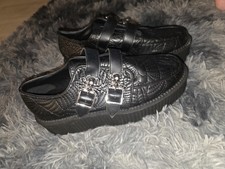 Black Killstar  Spider Skull creepers platform shoes goth emo witchy punk Size 8 picture