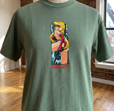 Hook-Ups vintage style green Anime Girl Graphic Short Sleeve T-Shirt Large picture