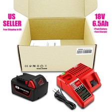 NEW 6.5AH M18 Battery and Charger For Milwaukee 18V M18 Lithium XC 6.0 Battery picture