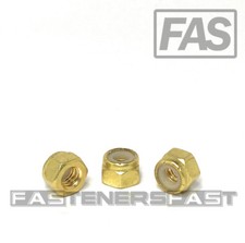 (25) 1/4-20 Brass Nylon Insert Lock Nuts Locking Hex Nuts 1/4-20 Solid Brass picture