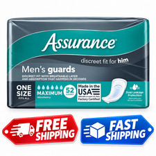 Assurance Men's Guards, Maximum Absorbency, One Size Fits All, 52 Count picture