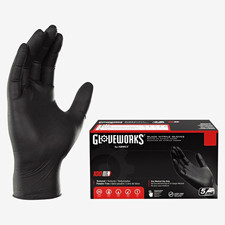 1 case of Gloveworks Black Nitrile Gloves medium 5 mil Powder-Free 1000pair-case picture