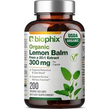biophix Lemon Balm USDA Organic 20:1 Extract 300 mg 200 Veggie Caps picture