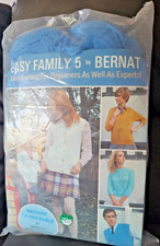 Vtg Bernat Knitting Sweater Kit Pattern Beginners Blue Yarn Included 70's MCM picture